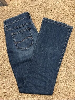 Lee Women's Flex Motion Mid Rise Boot Cut Jeans - Dark Blue Denim Sz 10 Long